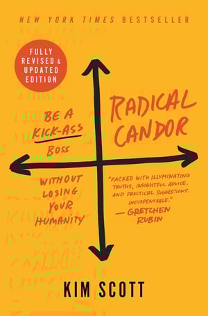 Radical Candor by Kim Scott - A leadership book focused on creating open, honest communication in the workplace while fostering a culture of care and growth.